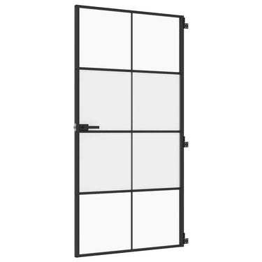 Vidaxl binnendeur smal 102,5x201,5 cm gehard glas en aluminium zwart