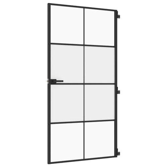 Vidaxl binnendeur smal 102,5x201,5 cm gehard glas en aluminium zwart