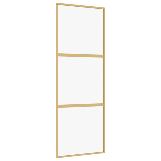Vidaxl schuifdeur 76x205 cm helder esg-glas en aluminium goudkleurig