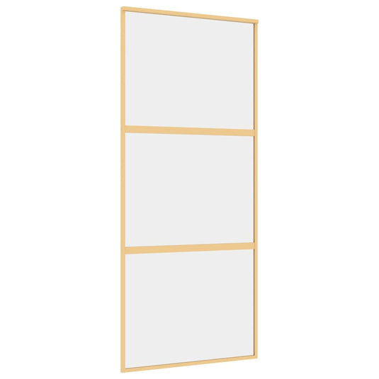 Vidaxl schuifdeur 90x205 cm helder esg-glas en aluminium goudkleurig