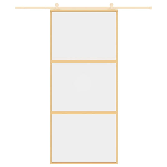 Vidaxl schuifdeur 90x205 cm helder esg-glas en aluminium goudkleurig