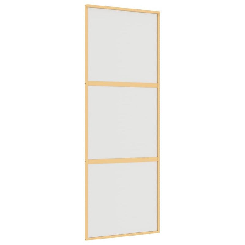 Load image into Gallery viewer, Vidaxl schuifdeur 76x205 cm mat esg-glas en aluminium goudkleurig
