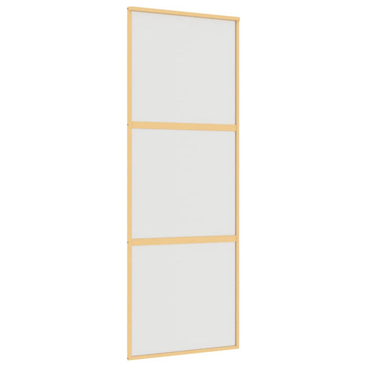 VidaXL Schuifdeur 76x205 cm mat ESG-glas en aluminium goudkleurig