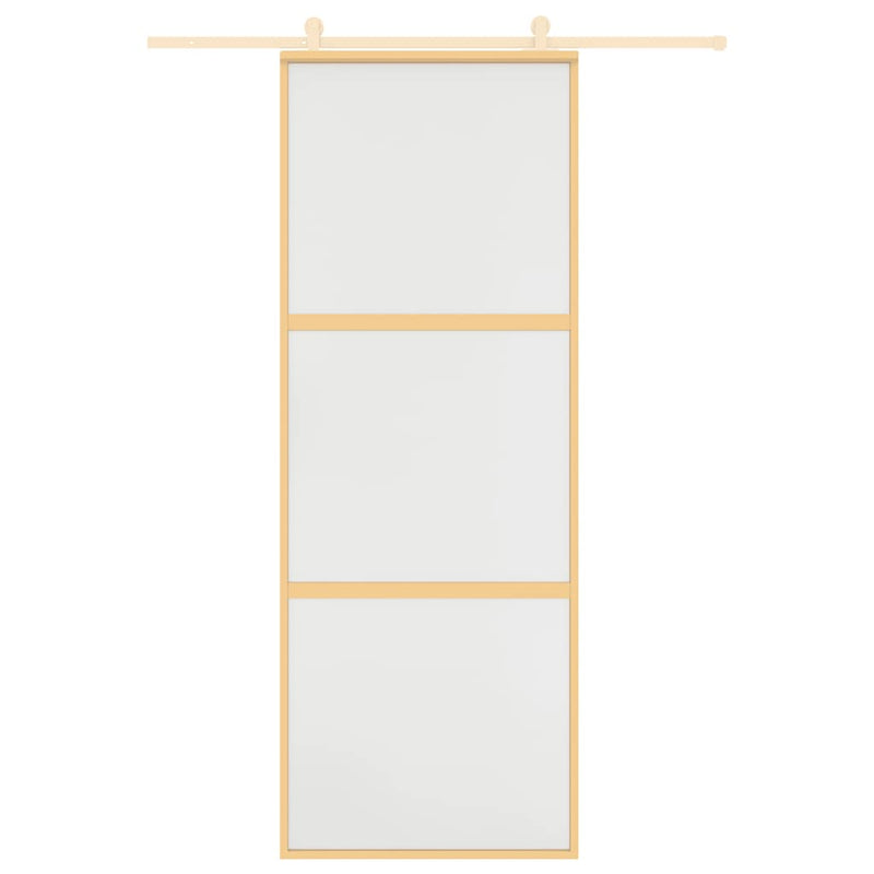 Load image into Gallery viewer, Vidaxl schuifdeur 76x205 cm mat esg-glas en aluminium goudkleurig
