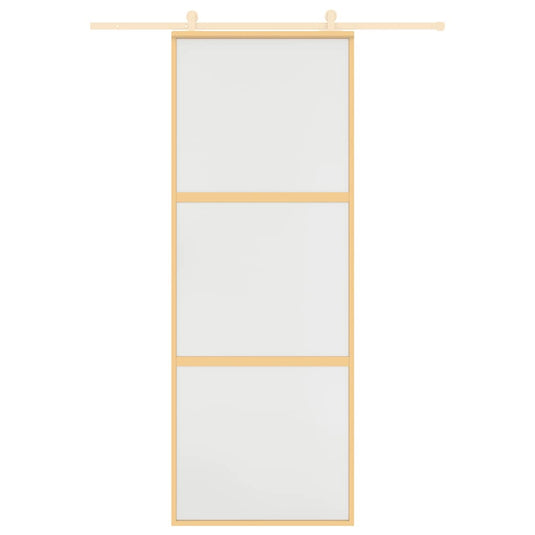 VidaXL Schuifdeur 76x205 cm mat ESG-glas en aluminium goudkleurig