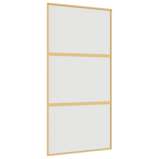 VidaXL Schuifdeur 102,5x205 cm mat ESG-glas en aluminium goudkleurig