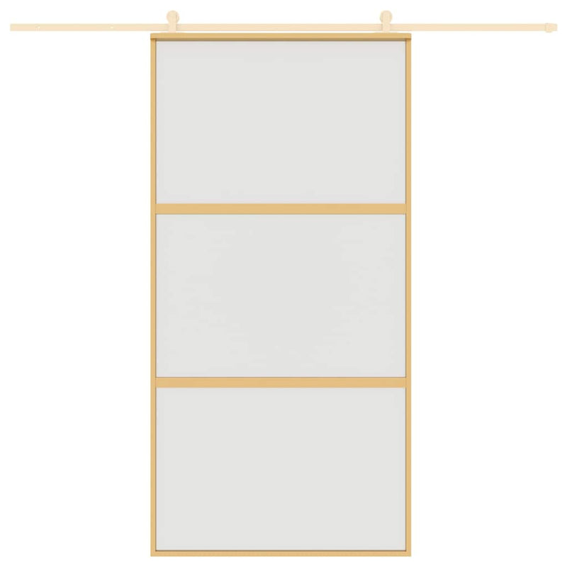 Load image into Gallery viewer, Vidaxl schuifdeur 102,5x205 cm mat esg-glas en aluminium goudkleurig
