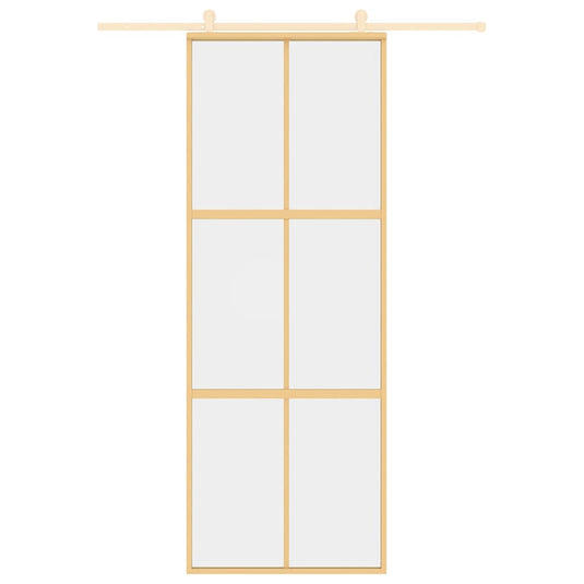 Vidaxl schuifdeur 76x205 cm helder esg-glas en aluminium goudkleurig