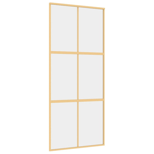 Vidaxl schuifdeur 90x205 cm helder esg-glas en aluminium goudkleurig