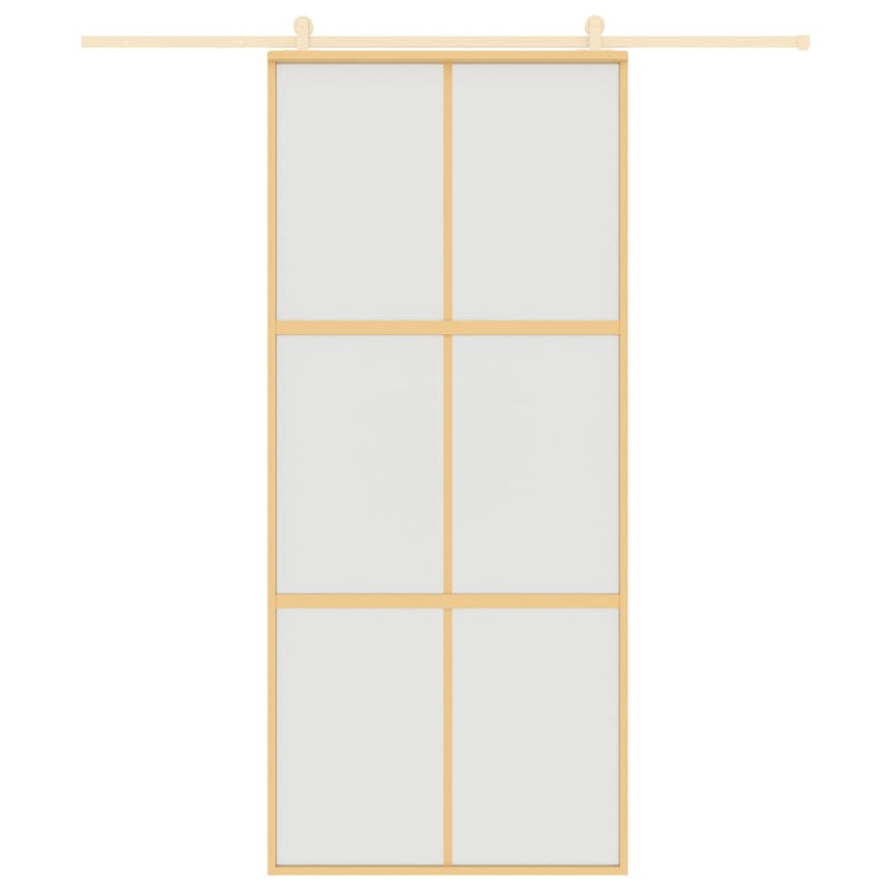 Load image into Gallery viewer, Vidaxl schuifdeur 90x205 cm mat esg-glas en aluminium goudkleurig
