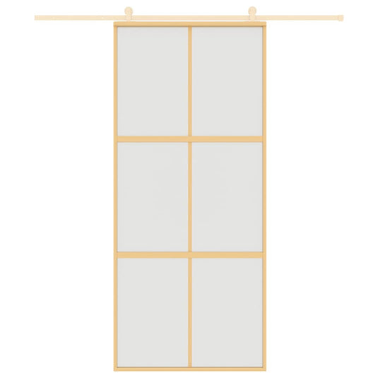 Vidaxl schuifdeur 90x205 cm mat esg-glas en aluminium goudkleurig