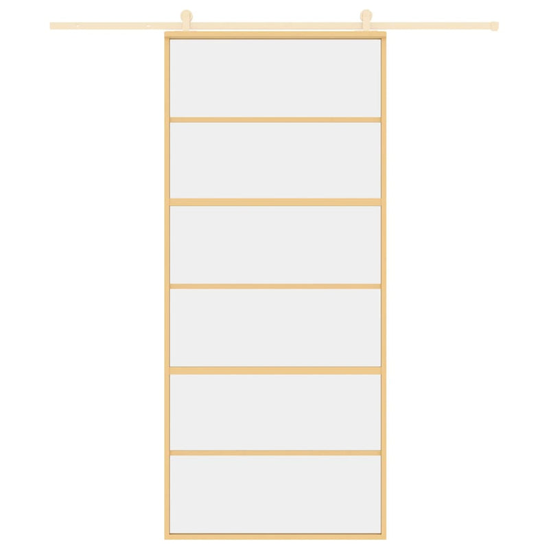 Load image into Gallery viewer, Vidaxl schuifdeur 90x205 cm helder esg-glas en aluminium goudkleurig
