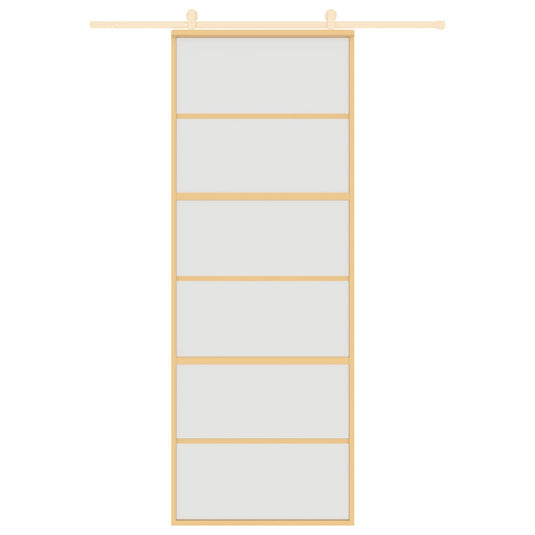Vidaxl schuifdeur 76x205 cm mat esg-glas en aluminium goudkleurig
