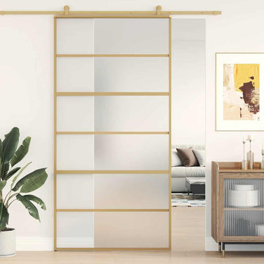 Vidaxl schuifdeur 102,5x205 cm mat esg-glas en aluminium goudkleurig