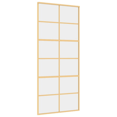 Vidaxl schuifdeur 90x205 cm helder esg-glas en aluminium goudkleurig