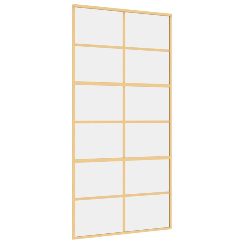 Load image into Gallery viewer, VidaXL Schuifdeur 102,5x205 cm helder ESG-glas en aluminium goudkleur
