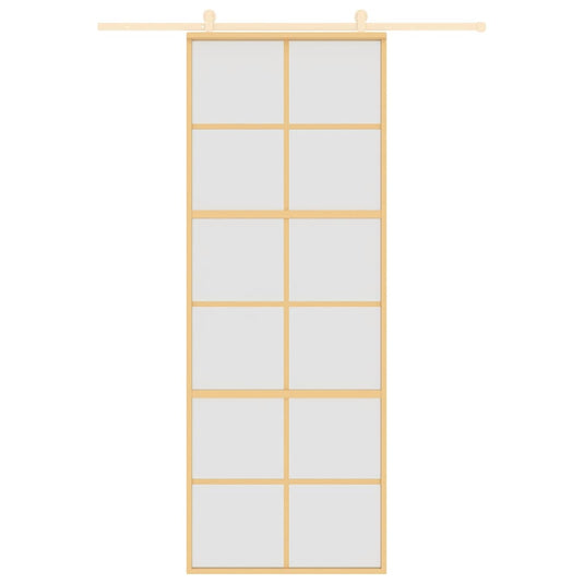 Vidaxl schuifdeur 76x205 cm mat esg-glas en aluminium goudkleurig