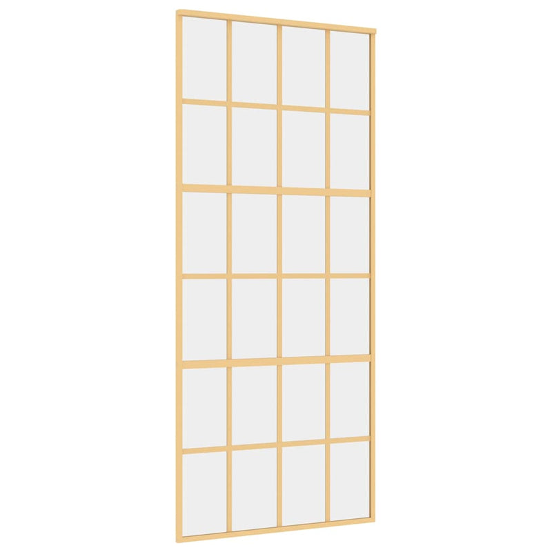 Load image into Gallery viewer, Vidaxl schuifdeur 90x205 cm helder esg-glas en aluminium goudkleurig
