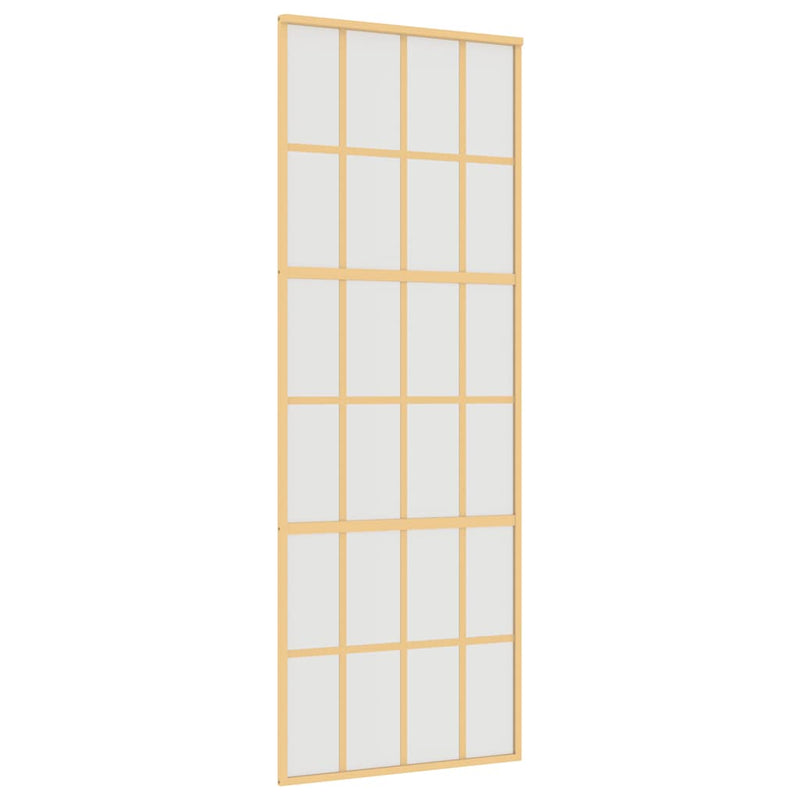 Load image into Gallery viewer, Vidaxl schuifdeur 76x205 cm mat esg-glas en aluminium goudkleurig
