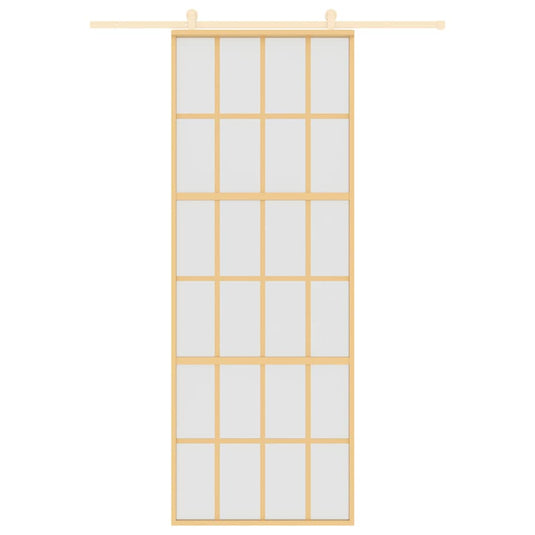 Vidaxl schuifdeur 76x205 cm mat esg-glas en aluminium goudkleurig