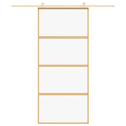 Vidaxl schuifdeur 90x205 cm helder esg-glas en aluminium goudkleurig