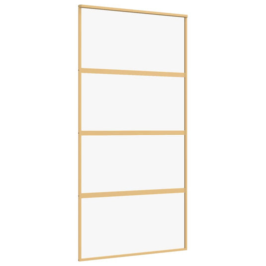 Vidaxl schuifdeur 102,5x205 cm helder esg-glas en aluminium goudkleur