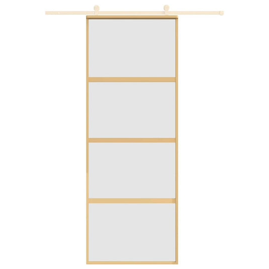 Vidaxl schuifdeur 76x205 cm mat esg-glas en aluminium goudkleurig