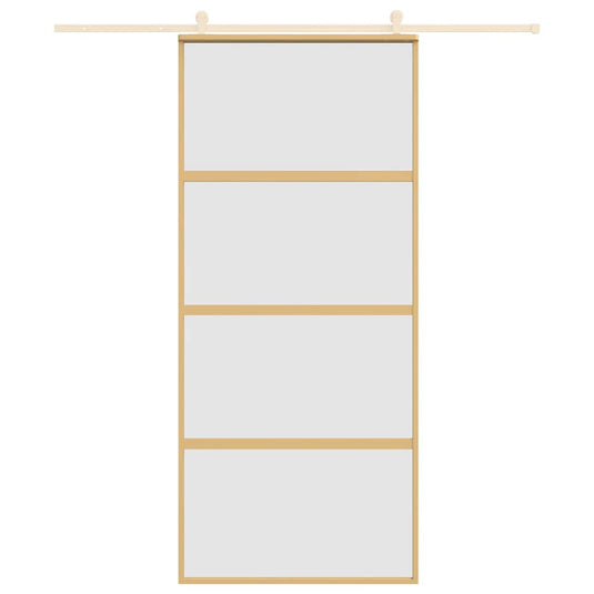 Vidaxl schuifdeur 90x205 cm mat esg-glas en aluminium goudkleurig