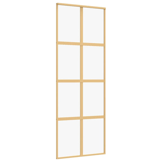 Vidaxl schuifdeur 76x205 cm helder esg-glas en aluminium goudkleurig
