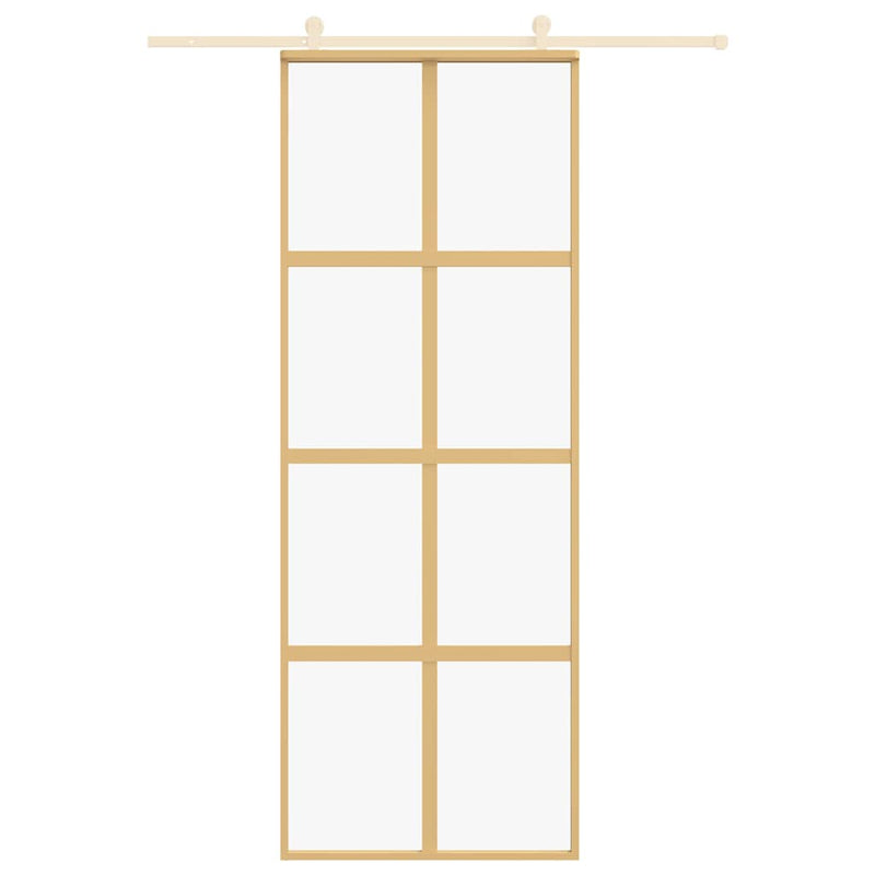 Load image into Gallery viewer, Vidaxl schuifdeur 76x205 cm helder esg-glas en aluminium goudkleurig

