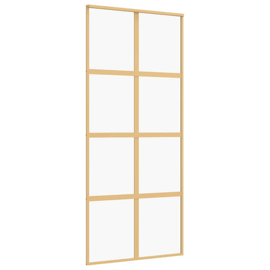 Vidaxl schuifdeur 90x205 cm helder esg-glas en aluminium goudkleurig