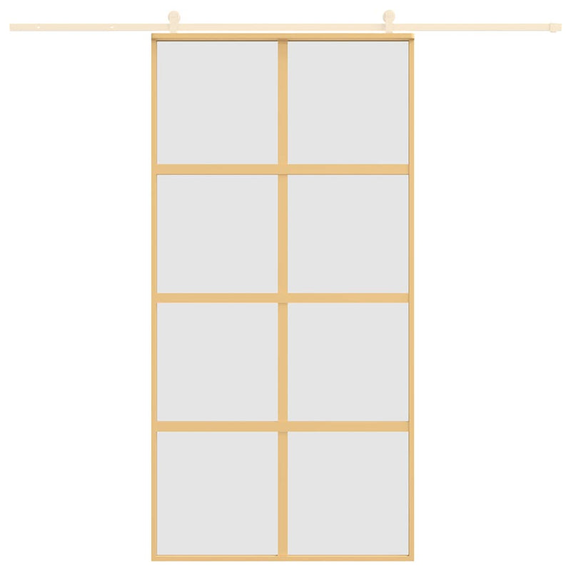 Load image into Gallery viewer, Vidaxl schuifdeur 102,5x205 cm mat esg-glas en aluminium goudkleurig

