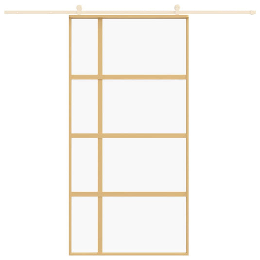 Vidaxl schuifdeur 102,5x205 cm helder esg-glas en aluminium goudkleur