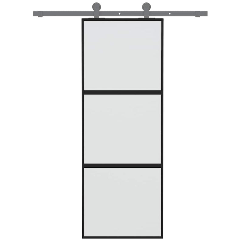 Load image into Gallery viewer, Vidaxl schuifdeur 76x205 cm gehard glas en aluminium zwart
