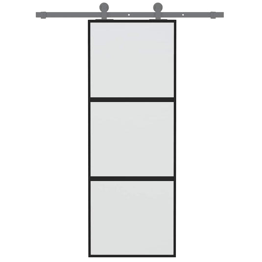 Vidaxl schuifdeur 76x205 cm gehard glas en aluminium zwart