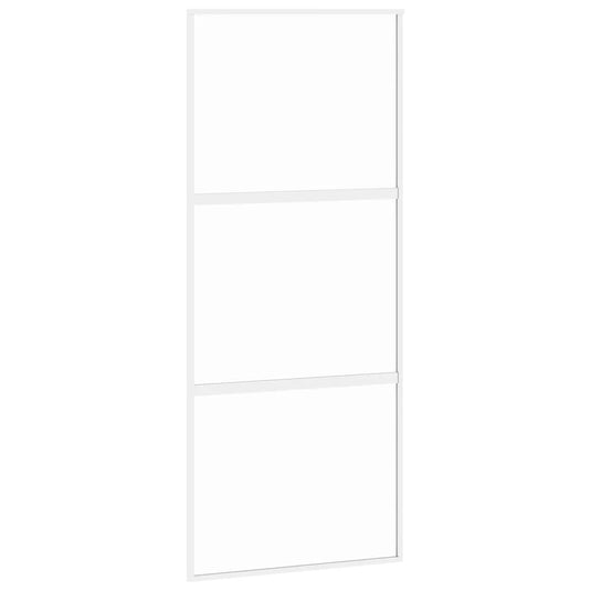 Vidaxl schuifdeur 90x205 cm gehard glas en aluminium wit
