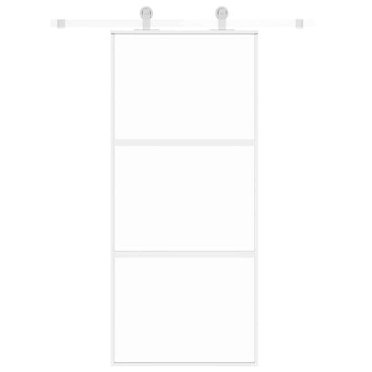 Vidaxl schuifdeur 90x205 cm gehard glas en aluminium wit