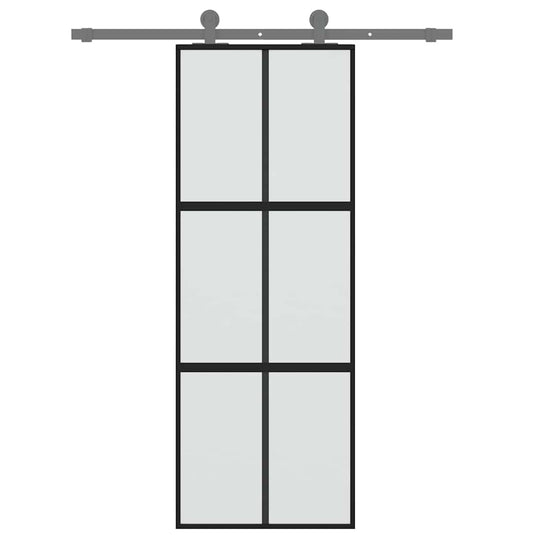 Vidaxl schuifdeur 76x205 cm gehard glas en aluminium zwart
