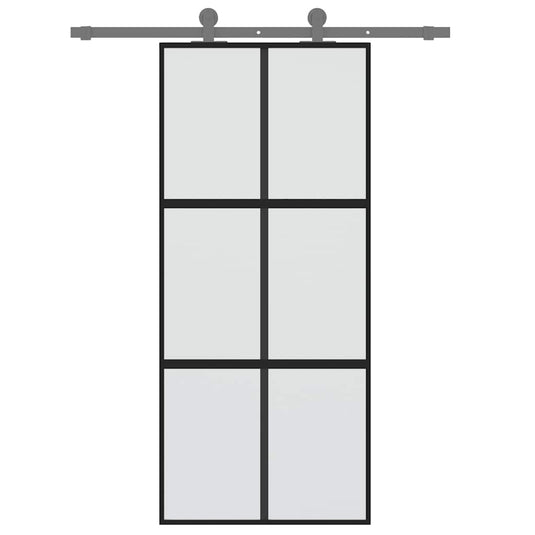 Vidaxl schuifdeur 90x205 cm gehard glas en aluminium zwart