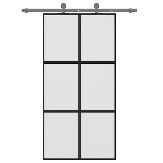 Vidaxl schuifdeur 102,5x205 cm gehard glas en aluminium zwart