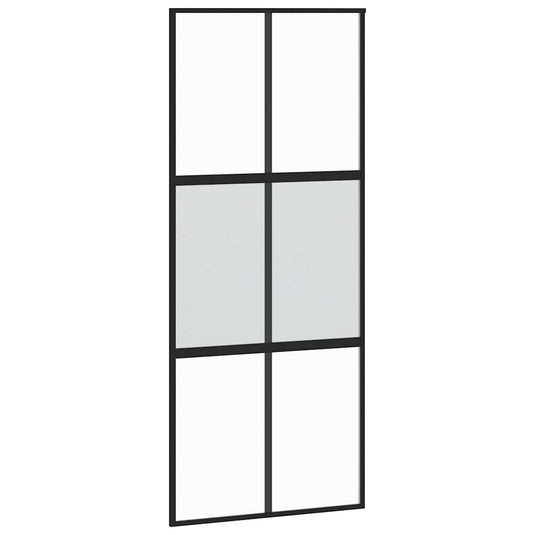 Vidaxl schuifdeur 90x205 cm gehard glas en aluminium zwart