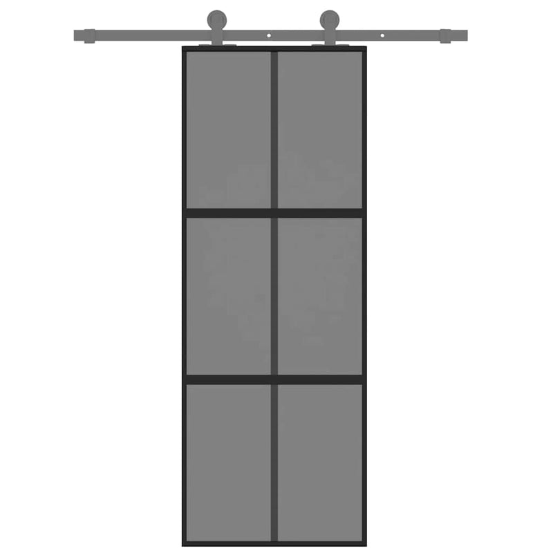 Load image into Gallery viewer, Vidaxl schuifdeur 76x205 cm gehard glas en aluminium zwart

