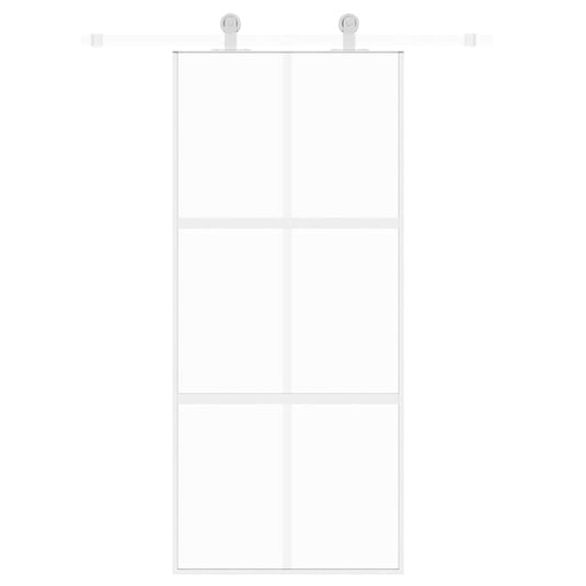 Vidaxl schuifdeur 90x205 cm gehard glas en aluminium wit
