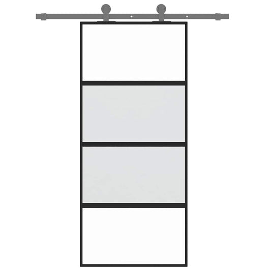 Vidaxl schuifdeur 90x205 cm gehard glas en aluminium zwart