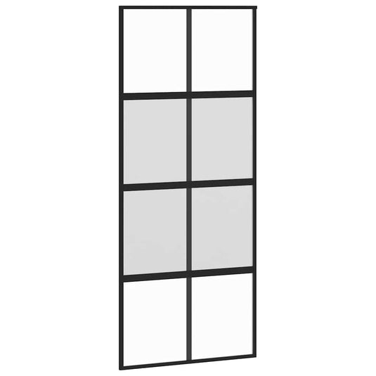 Vidaxl schuifdeur 90x205 cm gehard glas en aluminium zwart