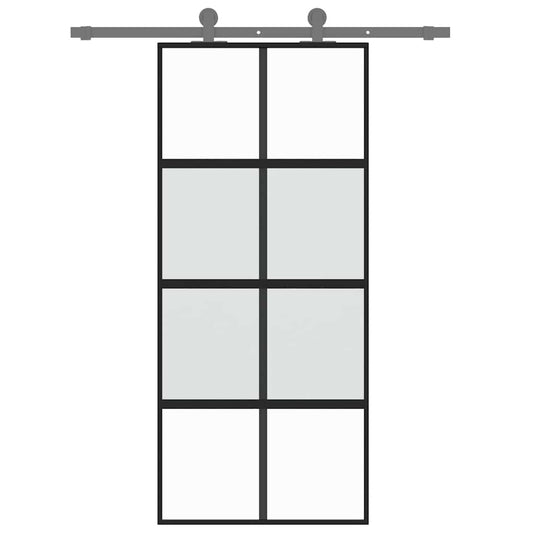 Vidaxl schuifdeur 90x205 cm gehard glas en aluminium zwart