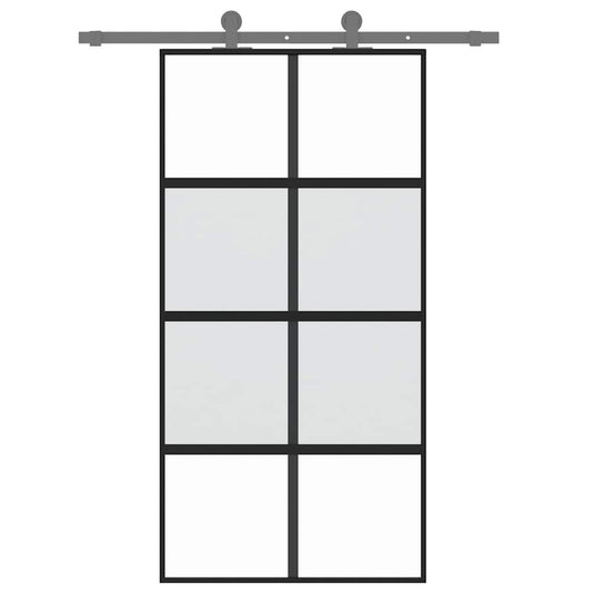 Vidaxl schuifdeur 102,5x205 cm gehard glas en aluminium zwart