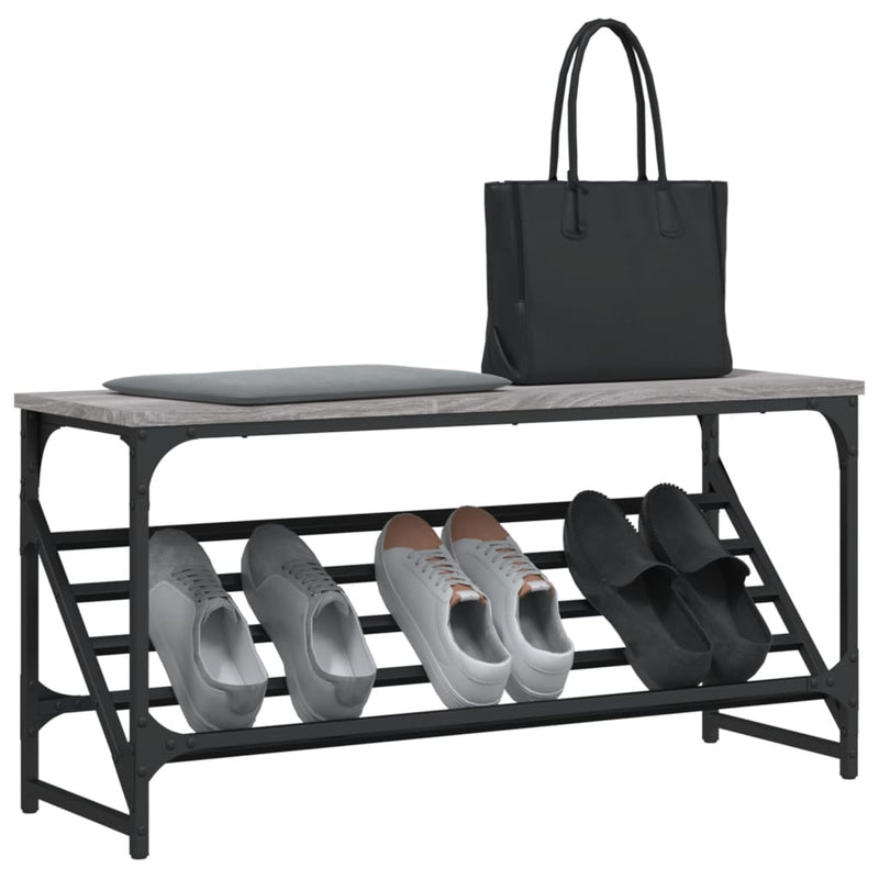 Load image into Gallery viewer, Vidaxl schoenenrek 90x30x45 cm bewerkt hout grijs sonoma eikenkleurig
