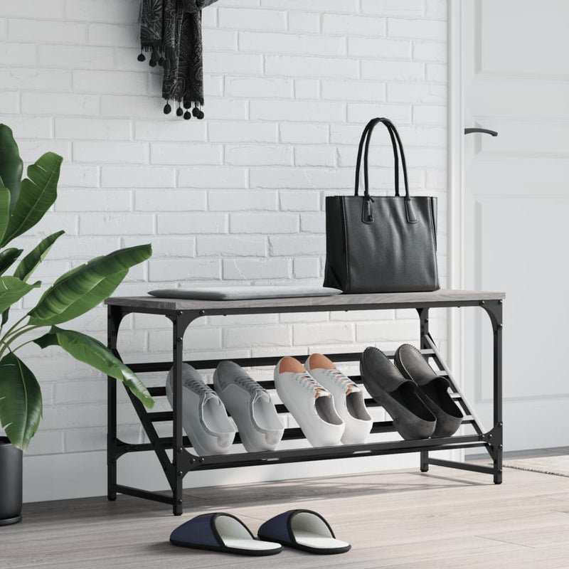 Load image into Gallery viewer, Vidaxl schoenenrek 90x30x45 cm bewerkt hout grijs sonoma eikenkleurig

