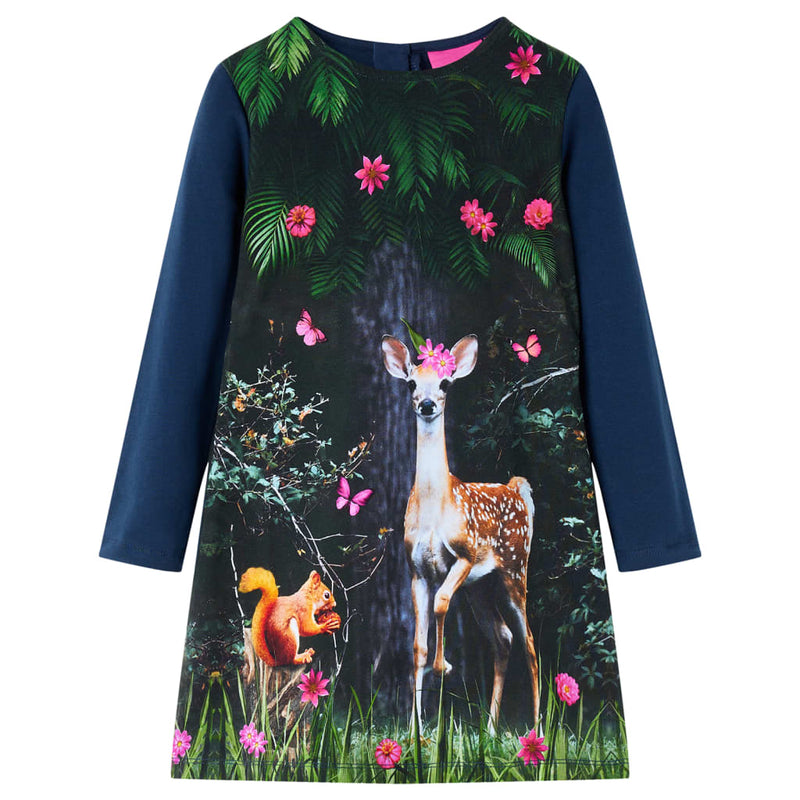 Load image into Gallery viewer, Vidaxl kinderjurk met lange mouwen 128 marineblauw
